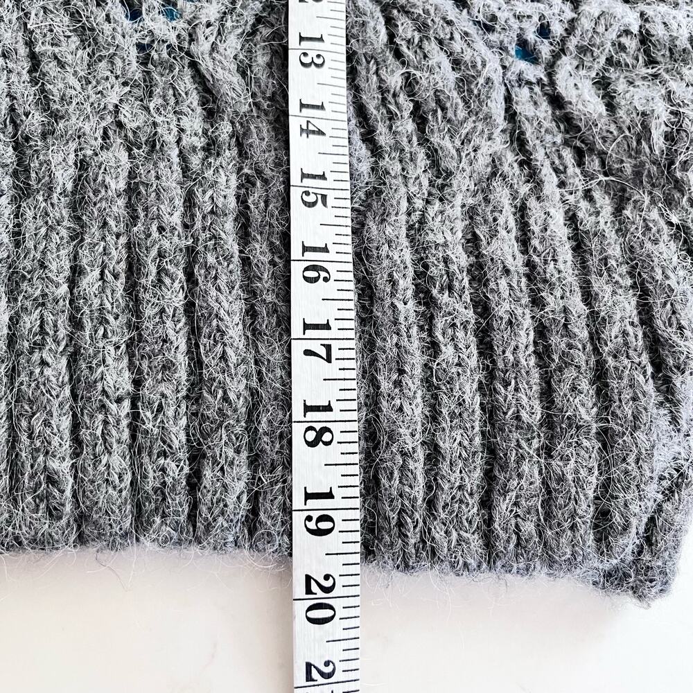 Zara Gray Colorblock Cable Knit Mock Neck Poncho Sweater Size Medium - Picture 8 of 9
